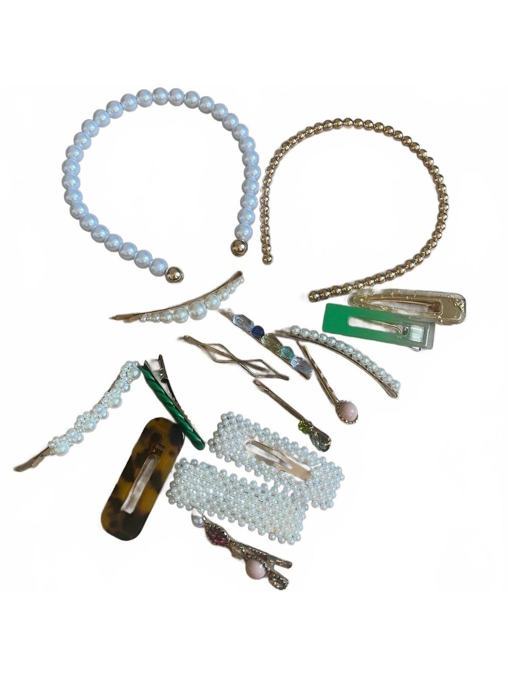 Set of Decorative Hair Accessories with Pearl and Bead Accents